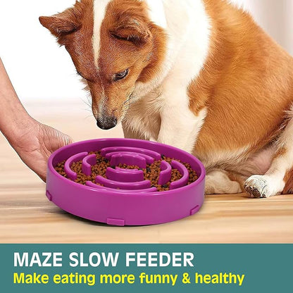 WHIPPY Large Slow Feeder Dog Bowls for Large Medium Dogs Anti-Chocking Slow Feeding Maze Dog Food Bowl Slow Eating Interactive Bloat Stop Puzzle Bowl,Purple