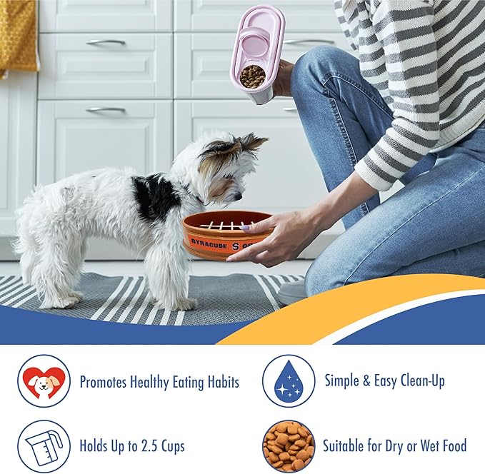 NCAA Super-Bowl - Syracuse Orange Slow Feeder Dog Bowl. Football Design Slow Feeding Cat Bowl for Healthy Digestion. Non-Slip Pet Bowl for Large & Small Dogs & Cats