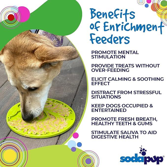 SodaPup Tree of Life eMat – Durable Enrichment Feeder with Suction Cups Made in USA from Non-Toxic, Pet-Safe, Food Safe Rubber for Mental Stimulation, Avoiding Overfeeding, Calming, & More