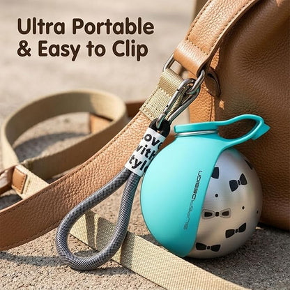 Foldable Pet Water Bottle for Travel, 2 in 1 Portable Dog Water Bottle, Water Bottle for Dogs on Walks, Stainless Steel Bottle & Silicone Bowl, for Walking Hiking Small Dog Water Bottle (Blue)