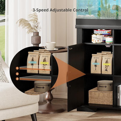 AesthLife 55-75 Gallon Fish Tank Stand, Heavy Duty Aquarium Stand with Power Outlet, 1000LBS Wood Fish Tank Cabinet with Storage Suitable for Turtle Tank, Reptile Terrarium, for Home Office