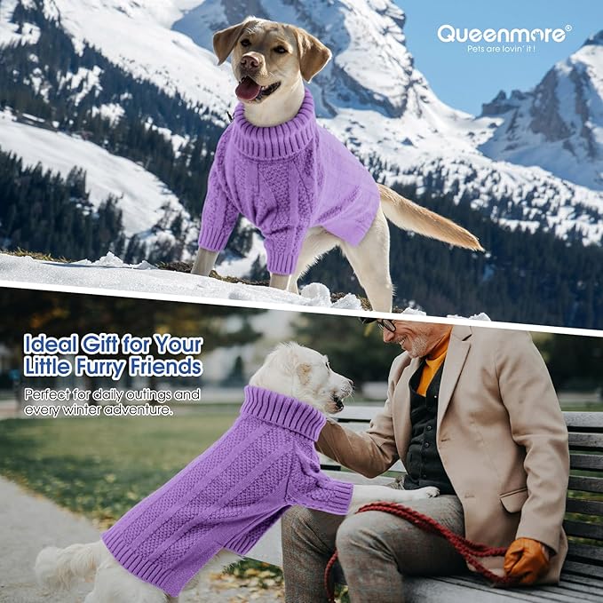 Queenmore XSmall Dog Sweater,Small Sweater for Dog,Soft Knitted Pet Sweater Christmas Clothing,Turtleneck Pullover Puppy Sweaters for Dogs Girls Boys,Cozy Pet Knitwear for Teacup,Chihuahua(Purple,XS)