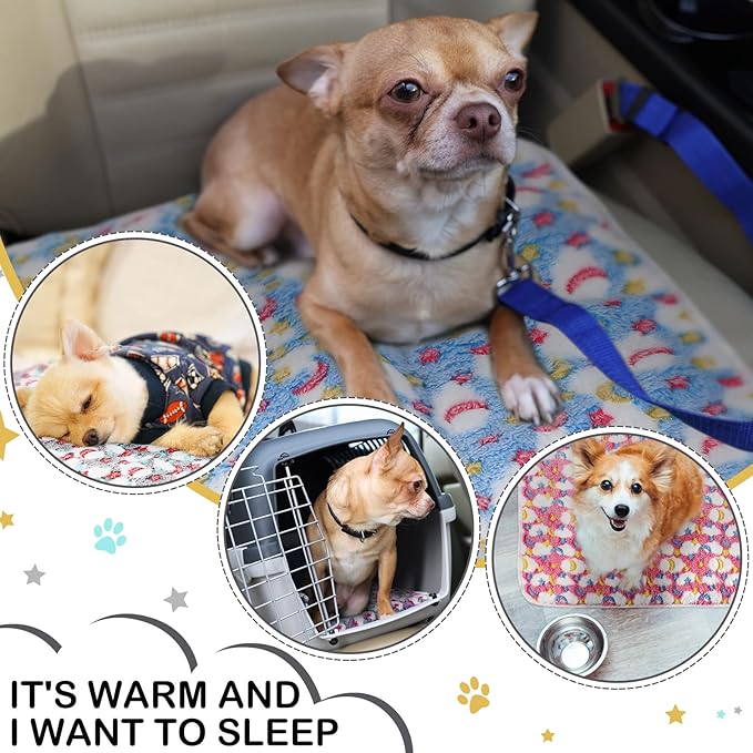 Reginary 4 Pcs Waterproof Guinea Pig Blankets Washable Small Animal Fleece Bedding Guinea Pig Cage Liners Reusable Training Pads Pet Pee Pad Sleep Mat for Hamster(Moon Star Pattern,12 x 12 Inch)