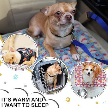 Reginary 4 Pcs Waterproof Guinea Pig Blankets Washable Small Animal Fleece Bedding Guinea Pig Cage Liners Reusable Training Pads Pet Pee Pad Sleep Mat for Hamster(Moon Star Pattern,24 x 16 Inch)
