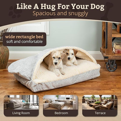 Snoozer Pet Products Luxury Rectangle Cozy Cave Dog Bed with Microsuede, Showdog Collection, Extra Large, Palmer Dove