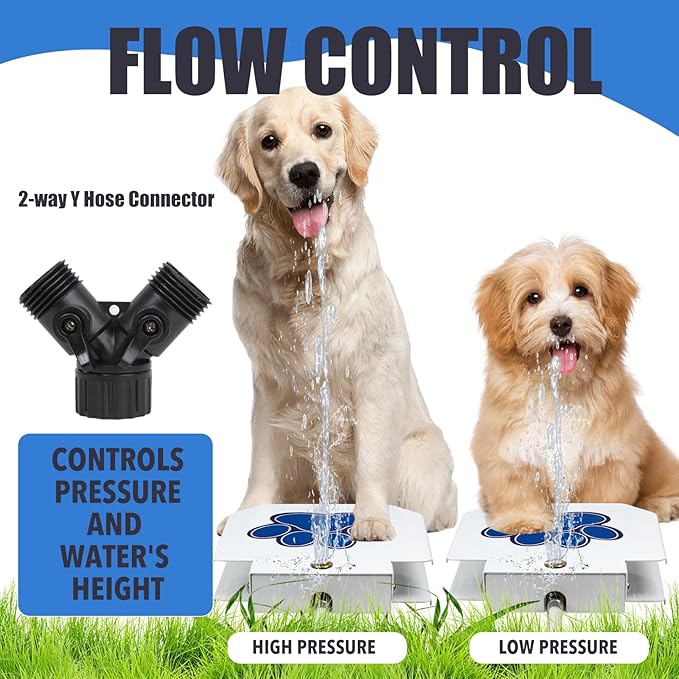 Poofzy Dog Water Fountain Step On, Outdoor Dog Water Sprinkler for Large Dogs, with Upgrade Copper Valve Set, Easy to Use, Fresh Water to Drink (Blue)