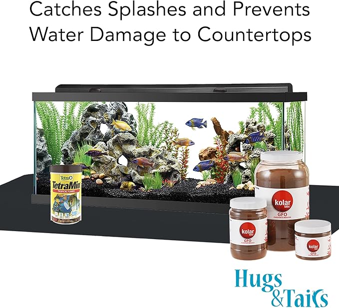 Under Pet Cage Mat for Bird Cages, Reptile Aquariums, Dog Kennels, Water-Resistant Pad for Hard Floors and Surfaces, 46 Inches x 60 Inches, Black