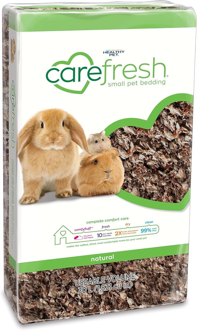 Carefresh Natural Paper Small Pet Bedding, Dust-Free | Odor Control | 30 L | Pack of 2 | 99% Dust-Free