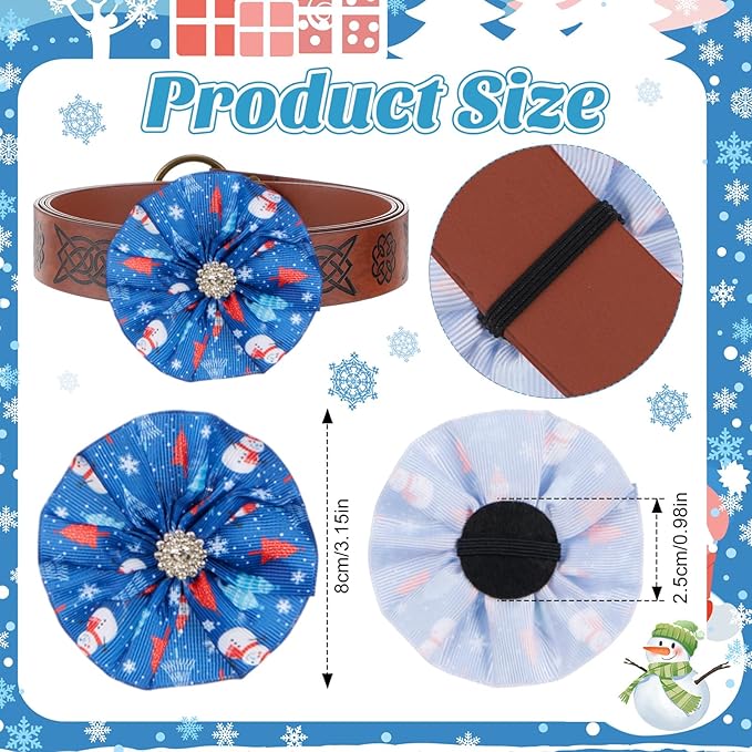 50 Pcs Winter Dog Collar Bows Bulk Blue and White Snowflake Bow Ties Flower Charms Attachment for Small Medium Large Dogs Cats Collar Winter Holiday Costume Accessories