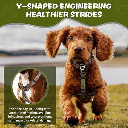 Dog Harness,Adjustable No Pull Dog Harness,Y-Shaped Design,Buckle-Neck Balance Harness with Reflective, Ideal for Dog Training Hiking, Easy Walk Harness,Durable High-Tensile Nylon Blown-M
