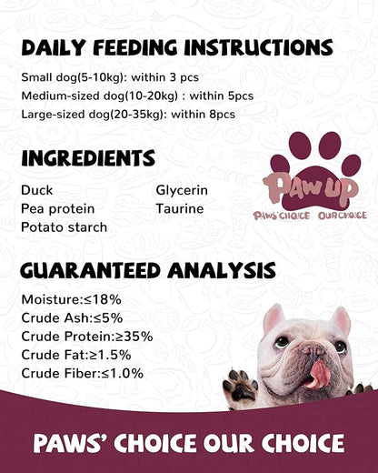 PAWUP Duck Jerky Strips Dog Treats, Training Treats for Dogs w/Taurine, Low Fat, Natural Duck Jerky Cuts for Small Dog, 12.5 oz