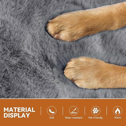 Dog Stairs with Furry Lids 18" H, 3-Step Wider Dog Steps with Storage for Small/Medium/Large Old Dogs Cats, Folding Sturdy Pet Stairs Climbing Bed Couch, Ramp for Car Hold Up to 200 lbs, Grey