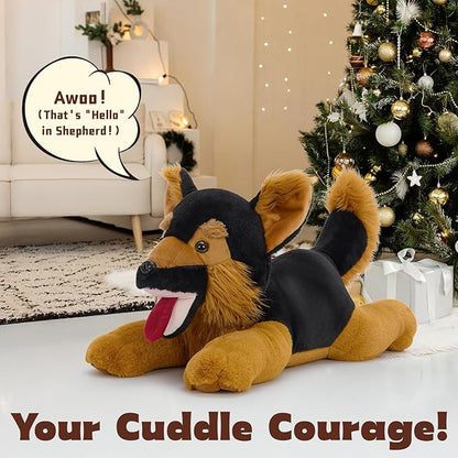MaoGoLan 28 inches Large German Shepherd Stuffed Animal,Realistic and Fluffy Dog Plush Hugging Pillow,Adorable Puppy Plushie Gift for German Shepherd Lover