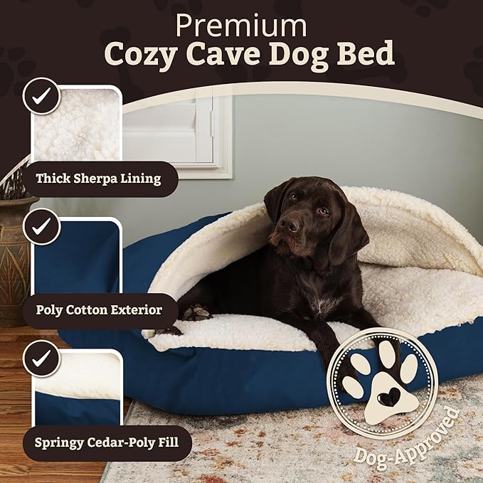 Snoozer Pet Products Luxury Rectangle Cozy Cave Dog Bed with Microsuede, Extra Large, Sapphire