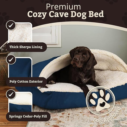 Snoozer Pet Products Luxury Rectangle Cozy Cave Dog Bed with Microsuede, Extra Large, Sapphire