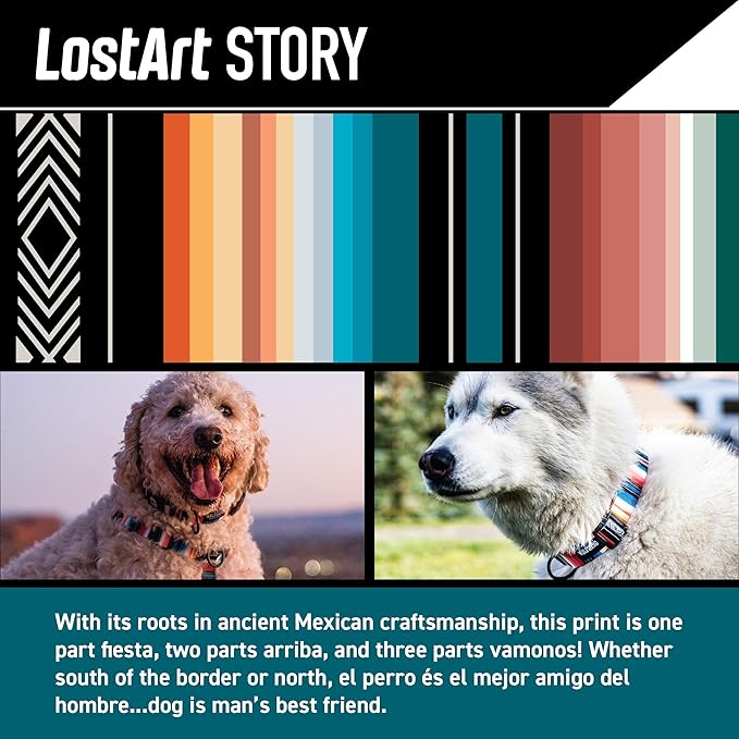 Wolfgang Heavy Duty Adjustable Dog Harness, Pull-Tested to Over 800 lbs for Walking & Training, LostArt Print, Medium