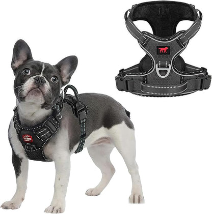 Tuff Pupper No Pull Easy Walk Dog Harness | Heavy Duty Pet Vest | Front & Back Leash Clips | Strong Safety Handle | Reflective Anti Pull Vest | Comfortable Padded Escape Proof Harness (Small, Black)