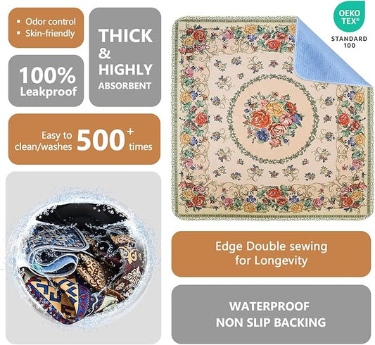 Qeils Washable Pee Pads, Reusable Puppy Pads Super Absorbent Leakproof Dog Training Pads, Non-Slip Wee Wee Pads for Crate, Floor, Potty Pads Feeding Mat Dog Pee 2 Pack 36"x36"