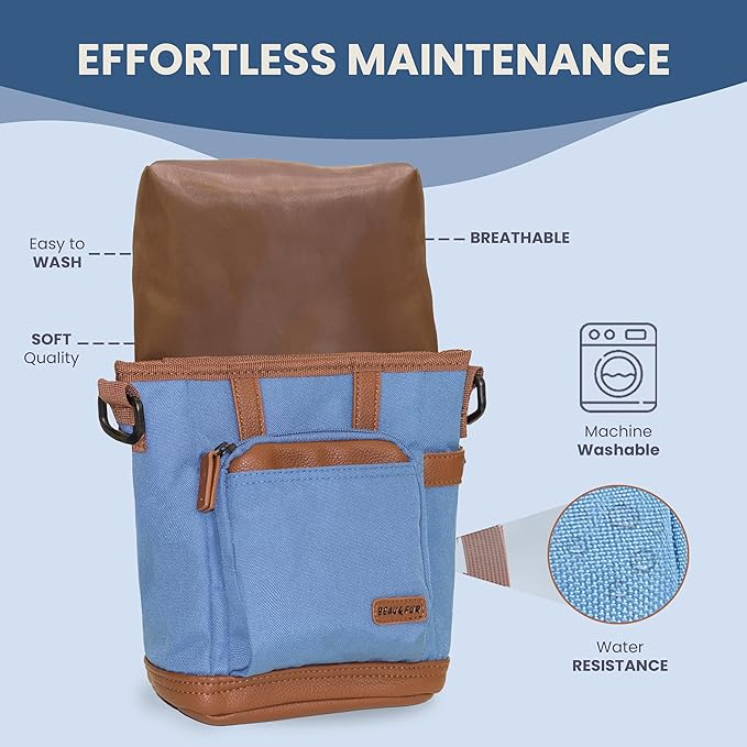 BEAU&FUR Large Dog Treat Pouch with Clicker for Training – 4 Cup Capacity, Built-In Poop Bag Dispenser, Expandable Pocket, Metal Buckle, Large Back Pocket, Ideal Design for Walks and Training – Blue