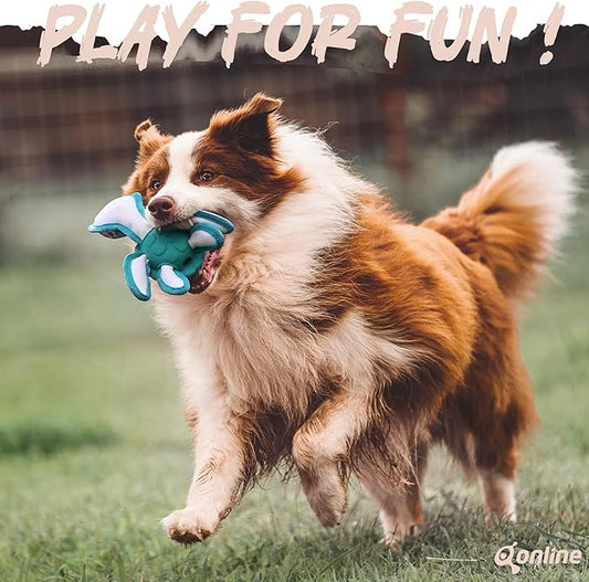 Dog Chew Toys,Puppy Teeth Chew Toys Durable Rubber Material Turtle Shape Dog Toys with 2 Tennis Ball (Red)