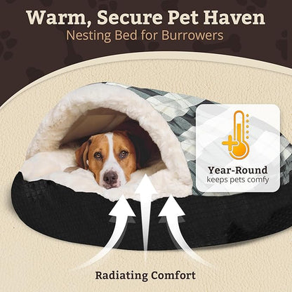 Snoozer Luxury Cozy Cave Pet Bed, Wag Collection, Small - Barkely Black Diamond