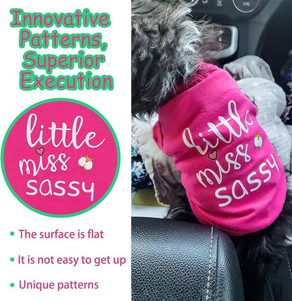 Paiaite Dog Clothes Fashionable Sleeveless Pet Vest: 'Little Miss Sassy' Printed Cotton Dog Shirt, Ideal for Small, Medium, and Large Breeds, Ensuring Comfort and Breathability Pink M