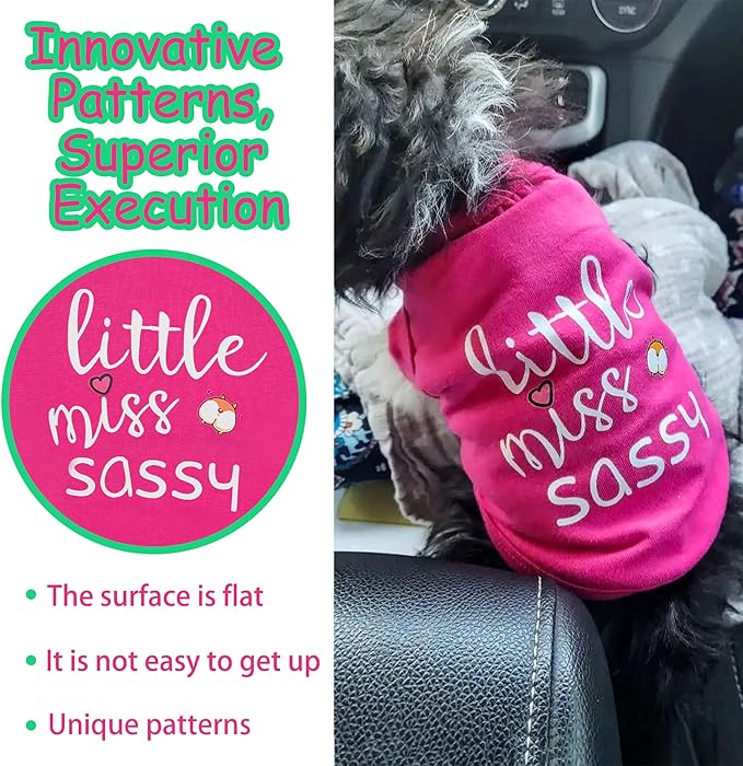 Paiaite Dog Clothes Fashionable Sleeveless Pet Vest: 'Little Miss Sassy' Printed Cotton Dog Shirt, Ideal for Small, Medium, and Large Breeds, Ensuring Comfort and Breathability Pink XS