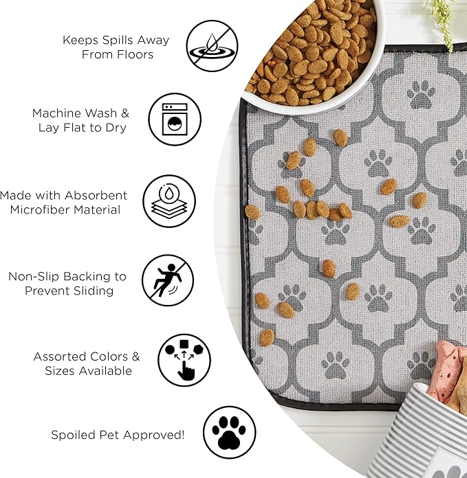 Bone Dry Machine Washable, Ultra Absorbent Pet Mat, 10x18, Gray Stripe