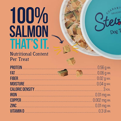 Stewart Wild Salmon Dog Treats, 2.75 oz, ~55 Pieces, Freeze Dried Raw, Single Ingredient, 65% Protein Training Treats or Meal Topper in a Resealable Tub, Grain Free, Gluten Free