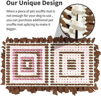 LIVEKEY Pet Snuffle Mat for Dogs, Dog Feeding Mat, Nosework Training Mats for Foraging Instinct Interactive Puzzle Toys (Brown&Pink)