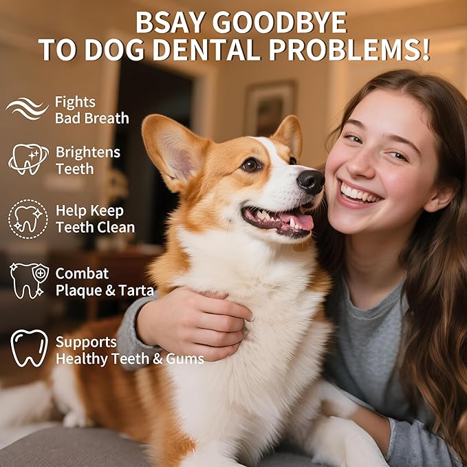 Dog Dental Powder, Dog Teeth Cleaning Powder with Natural Herbal Blend, Plaque Off Pet Tooth Cleaning lab co, Targets Tartar & Reduces Plaque & Bad Breath for Dogs & Cats, Mint -150Grams