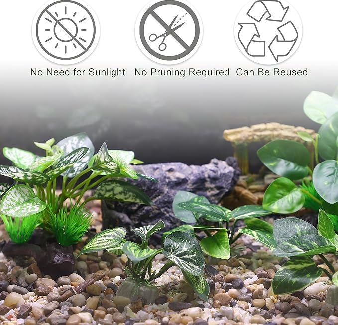 Aquarium Plastic Plants, Driftwood Betta Silk Plants, Silk Plants Aquarium Set Decor, Silk Aquarium Plants for Betta Fish (Green, 5pcs)