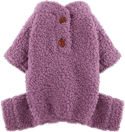 Fleece Dog Sweater Dog Pajamas Small Sized Dogs Boy Girl Fleece Puppy Clothes Jammies 4 Leg Doggie Pjs for Chihuahua Yorkie Spring Winter Warm Pet Onesies Jumpsuit Clothing Male Female, XS, Purple