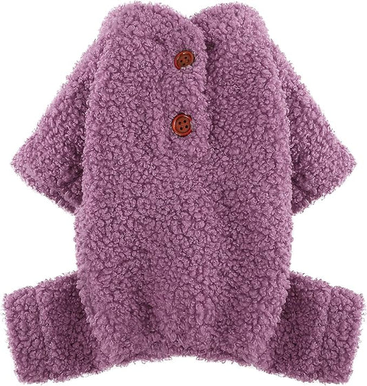 Fleece Dog Sweater Dog Pajamas Small Sized Dogs Boy Girl Fleece Puppy Clothes Jammies 4 Leg Doggie Pjs for Chihuahua Yorkie Spring Winter Warm Pet Onesies Jumpsuit Clothing Male Female, XS, Purple