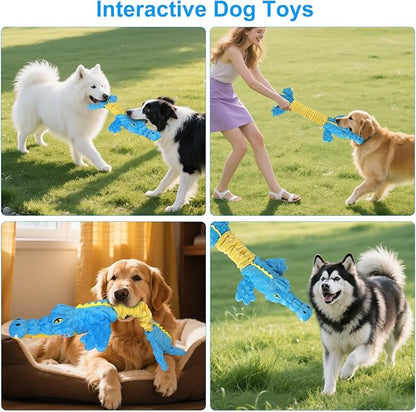 Homounter Dog Toys Cute Crocodile Squeaky Plush Pet Toy for Small to Large Breeds Interactive Chew Toy with Whistle & Crinkle Paper Tough Pet Toys for Aggressive Chewers and Puppies & Dog Lovers