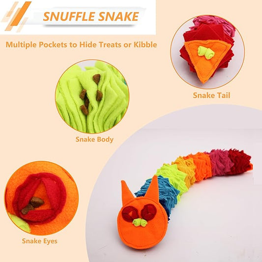 Ablechien Snuffle Ball Rainbow Snuffle Snake Puzzle Toy for Dogs Puppy Treat Dispensing Toys Foraging Snuffle Mat Interactive Slow Feeder Dog Toys for Any Size