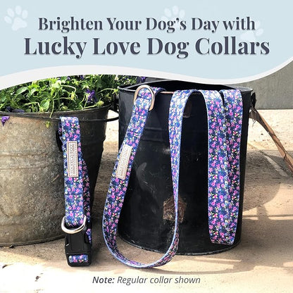 Lucky Love Dog Martingale Dog Collar - Adjustable, No-Slip, Durable, & Soft Webbing Collar for Male and Female Dogs Ideal for Training & Walking - Primrose, Medium