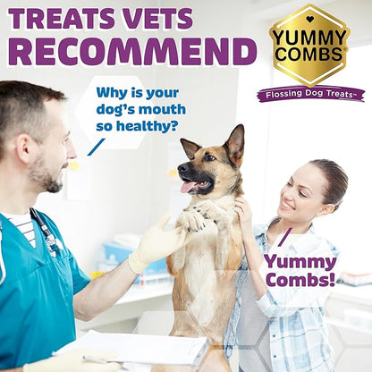 Yummy Combs Dog Dental Treats – Fish & Egg Protein – Vet VOHC Approved, Removes Tartar – A Daily Teeth Cleaning Treat for Large Dogs (15 Count)
