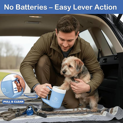 Dog Paw Washer Kit - Includes Paw Cleaner Cup, Towel, Pet Bath Brush & Moisturizing Balm - Dog Foot Washer for Muddy Paws, ideal for Small & Medium Dogs (Blue, Medium)