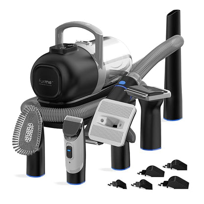 FurMe Original Pet Grooming Vacuum Kit - Cat & Dog Grooming Kit for Easy Pet Care at Home, Quiet & Safe Dog Hair Remover Machine with Brush, Clipper, Shedding & Cleaner Tools & 1L Canister