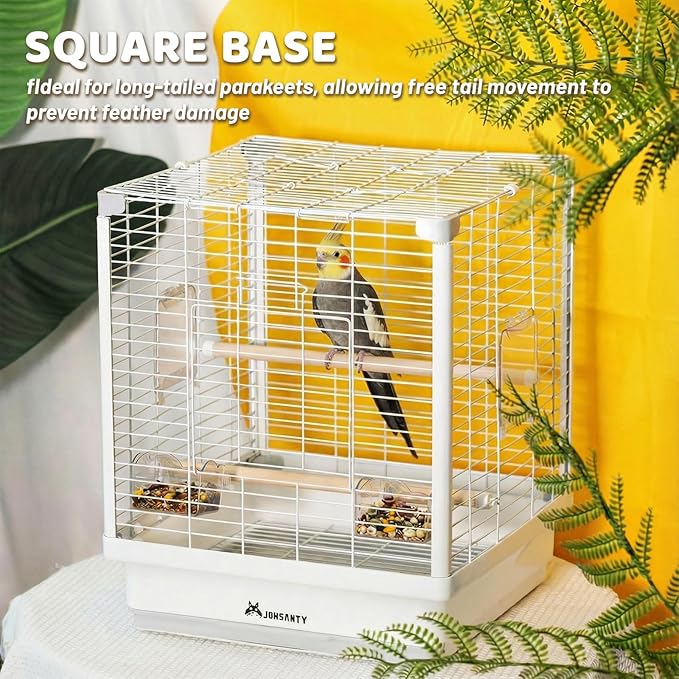 17.3" Portable Travel Bird Cage, Parrot Cage, Ample Room for Tail Movement, with Food Box, Perch, Water Bottle, for Vet Visit, Short Trip, Parakeet, Cockatiel, Budgie, Small and Medium Birds