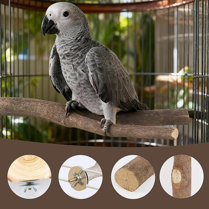 6 PCS Bird Perch Set, Natural Birch Wood Straight & Forked Perches with Platforms for Parakeets, Cockatiels, Conures, Lovebirds - Cage Accessories for Climbing & Exercise