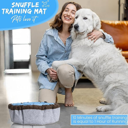 18 Inch Snuffle Mat for Dogs with Pet Training Clicker and Suction Cup – Interactive sniff mat and Slow Feeder, snuffle toys for dogs Stress Relief – Washable Puzzle Toy for Large and Small Breeds