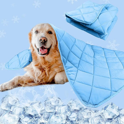 Cooling Blanket for Dogs, Dog Cooling Mat & Bed, Q-MAX>0.42- Lightweight, Durable & Breathable Pet Throw for Sofa, Car and Furniture Protector, Reversible Design, Easy to Clean, 60"x80", Blue