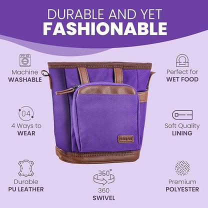 BEAU&FUR Large Dog Treat Pouch with Clicker for Training – 4 Cup Capacity, Built-In Poop Bag Dispenser, Expandable Pocket, Metal Buckle, Large Back Pocket, Ideal Design for Walks and Training – Purple