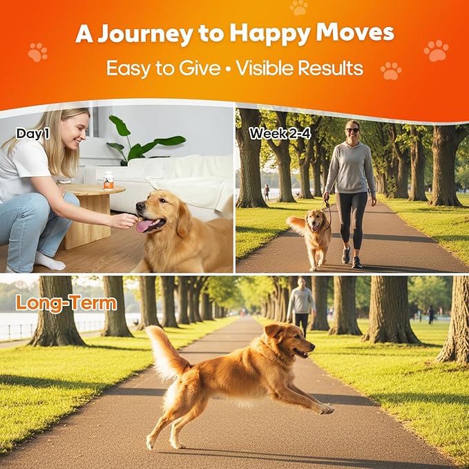 Hip and Joint Supplement for Dogs, Joint Pain Relief Supplement with MSM, Glucosamine, Chondroitin, Support Mobility, Health Chews for Dog, 120 Chews