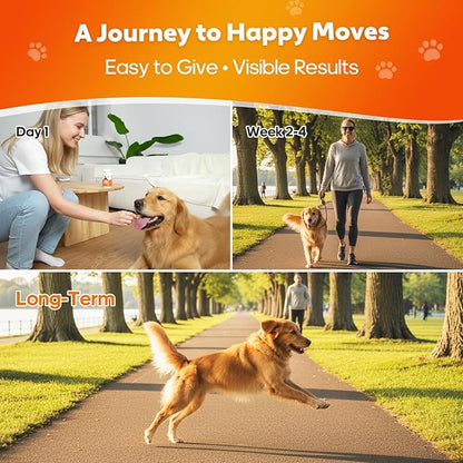 Hip and Joint Supplement for Dogs, Joint Pain Relief Supplement with MSM, Glucosamine, Chondroitin, Support Mobility, Health Chews for Dog, 120 Chews