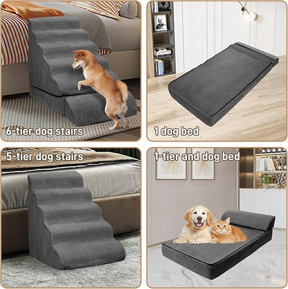 Dog Stairs & Steps for High Beds 30-36 Inches Tall for Small Dogs, LitaiL Pet Stairs/Steps for Beds 30 Inches High, Non-Slip Dog Ramps for Older Cats