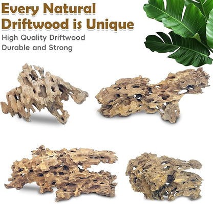 PINVNBY Natural Driftwood for Aquarium Large Reptile Terrarium Decor Decorations Assorted Branches Dearded Dragon Tank Accessories (7-11.5 inches/2 Pack)