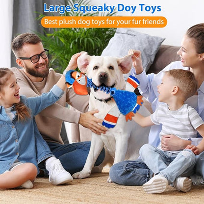 Homounter Squeaky Dog Toys for Large Dogs, Tough Tug of War Puppy Toy, Cute Animal Design Plush Dog Toys with Crinkle Paper, Dog Chew Toys for Small, Medium and Large Dogs